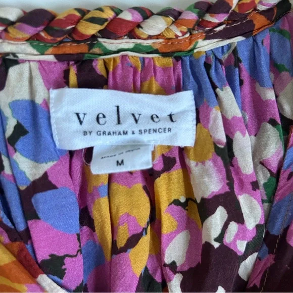 Velvet by Graham & Spencer | Women’s Red Purple Colorful Boxy Blouse Size M - Picture 2 of 7